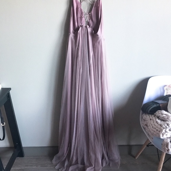 Topshop tulle lace-up prom lavender lace dress - Picture 6 of 8